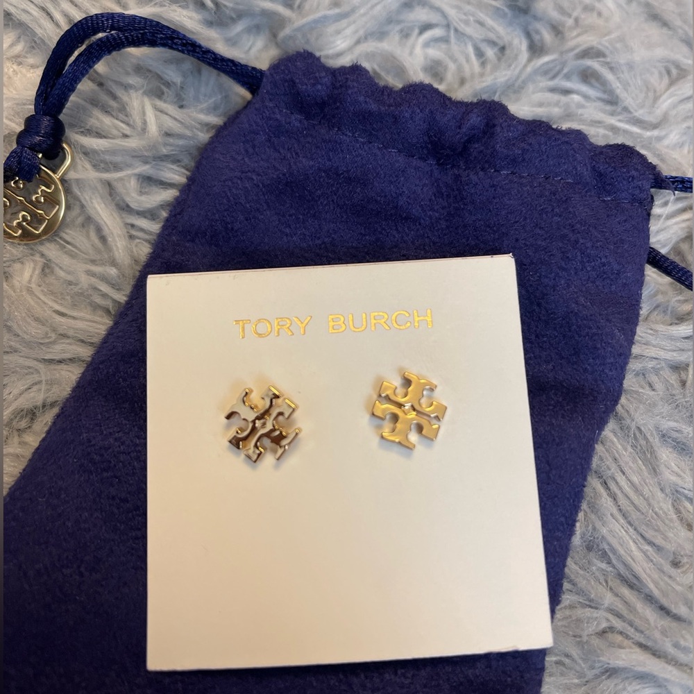 Tory Burch Gold Logo Stud Earrings